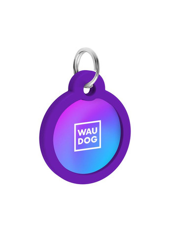 Адресник для собак металлический Smart ID c QR паспортом, рисунок "Градиент фиолетовый", круг, Д 30 мм WAUDOG (330245177)