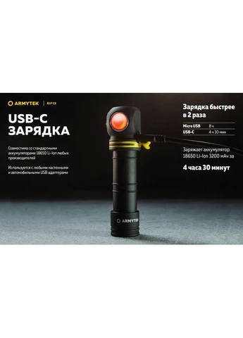 Налобний Ліхтар Elf C2 v2.5 USB-C + 18650 3200 mAh Armytek (316152837)