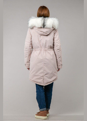 Парка жіноча пудра з арктичною лисицею Chicly Furs (289060593)