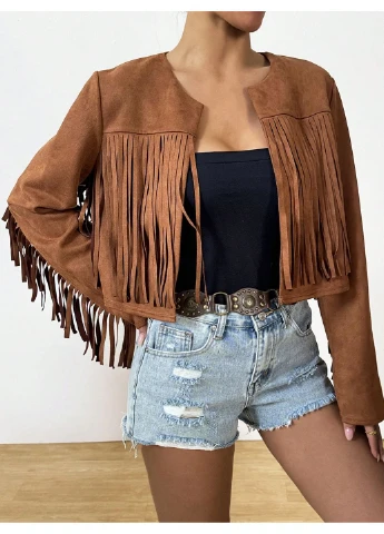 Коричневая демисезонная куртка SHEIN