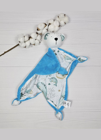 Іграшка комфортер Ведмедик і Еко гризунок Шурхітливі вушка з тримачем a.l.babybox Морські мешканці Синій фліс No Brand (315488135)