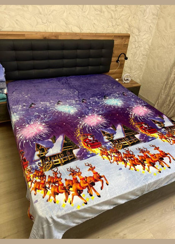 Теплый новогодний плед на диван Евро 200х220 Purple (П4Кal-ng-pled-001/8) No Brand (316230716)