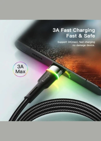 Кабель Colorful LED USB Cable Fast Charging 3A USB-A to Type C 2m black (EXCT-XCDA01) Essager (300681848)