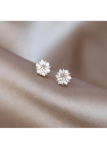 Серьги-гвоздики серебристые снежинка с белыми фианитами 1.5 см OrnatusDivinus457 Liresmina Jewelry (367831397)