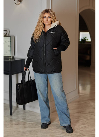 Черная зимняя куртка женская зимняя с капюшоном No Brand