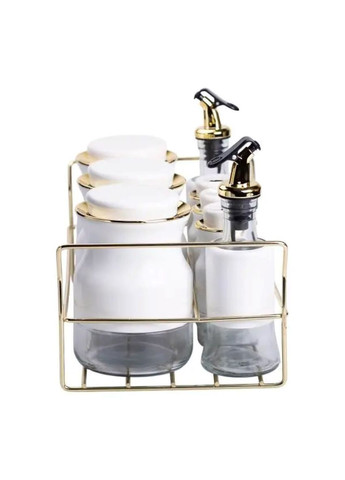 Набор для специй на подставке с бутылками для масла и уксуса 8 предметов HP-1360W Yiwu (353503077)