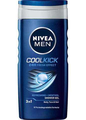 Гель для душа MEN Cool Kick 250 мл Nivea (294092574)