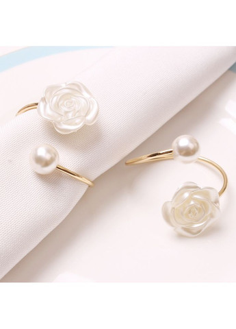 Кольцо для салфеток металлическое, с цветком, сервировочное кольцо «White rose» China (366874707)