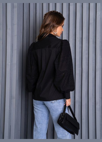 Черная классическая рубашка однотонная ISSA PLUS