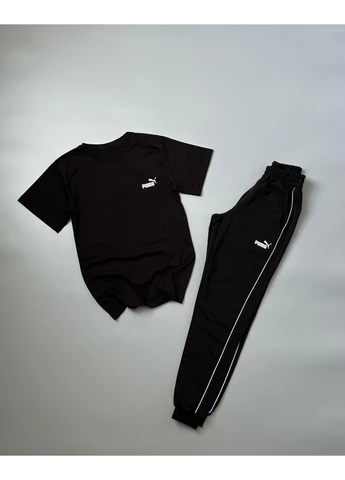 Мужской спортивный костюм футболка+штаны Puma черный No Brand (350908335)