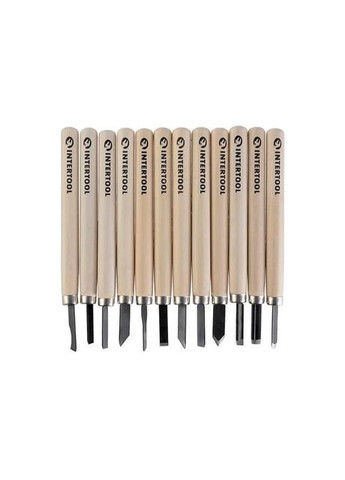 Набор резцов для дерева 135 мм из инструментальной стали (12 шт.) Intertool (332204084)