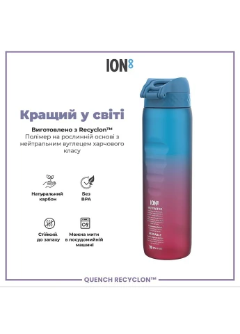 Бутылка для воды 1000 мл. BPA Free, Times To Drink, (ЭКО бутылка) BPA Free, Blue & Pink ION8 (397609202)