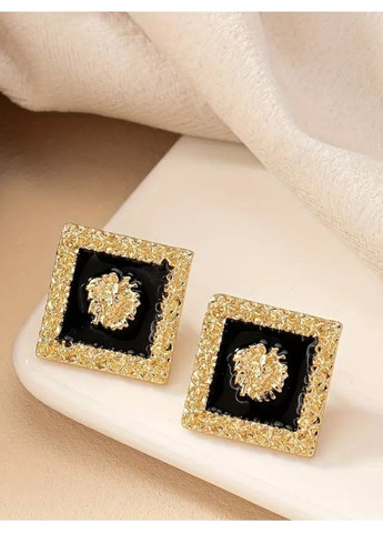 Квадратные черные серьги львы, 1346 No Brand (351856145)