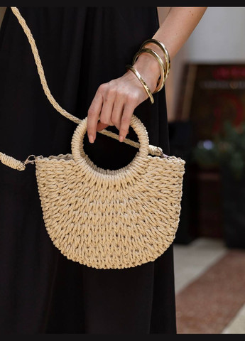 Жіноча маленька літня плетена сумка з довгою ручкою MINI No Brand (293510671)