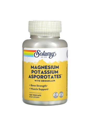 Аспартат Магния и Калия Magnesium Potassium Asporotates 120 растительных капсул Solaray (264648159)