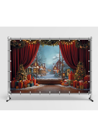 Фотозона Червона завіса, сцена і ялинка – №46556 Vinylpex (369929954)