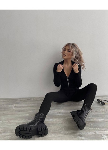 Женский комбинезон No Brand комбинезон-брюки однотонный чёрный спортивный, повседневный, вечерний, домашний, кэжуал дайвинг, флис