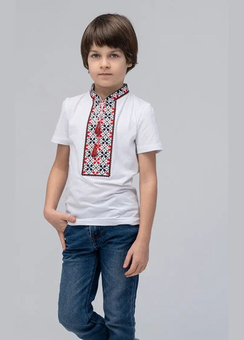 Белая вышиванка детская на мальчика, вышитая трикотажная узор орнамент трикотаж (325488729)
