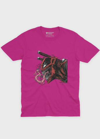 Рожева демісезонна футболка для дівчинки з принтом суперзлодія - веном (ts001-1-fuxj-006-013-023-g) Modno