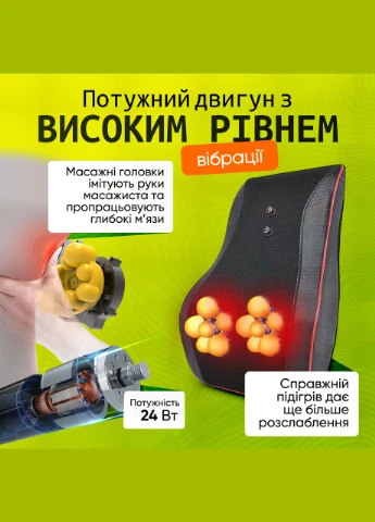 Масажна роликова подушка з інфрачервоним підігрівом мігнітотерапією та помпою (PMP-8029) No Brand (347590291)