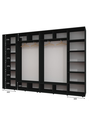 Шкаф-купе четырехдверный 340*45*220 Антрацит 2 ДСП/2 Зеркала с пескоструйным рисунком Алекса (360478999)