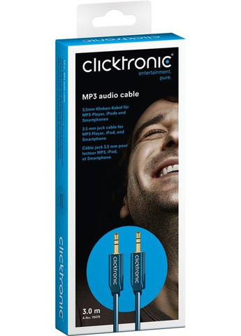 Кабель аудіо сигнальний Jack 3.5mm 3pin M/M (тато/тато) 3.0m Casual 2xShield D=3.9mm AUX AW27 ClickTronic (369645589)