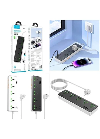 Мережевий фільтр AC14A USB 5-розеток із заземленням 1,5 м чорний Hoco (370168824)