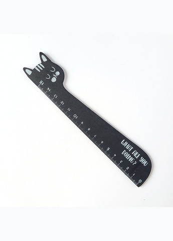 Деревянная линейка в форме котика 15 см в корейском черном стиле. No Brand (322872697)