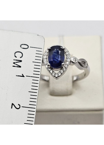 Каблучка срібна з сапфіром та кубічним цирконієм 18 3,03 г No Brand (370142332)