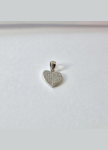 Срібна підвіска підвіс Сердце в Білих Каменях срібло 925 проби Родоване 1635 0.96г No Brand (306742676)