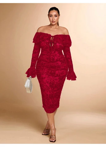 Красное платье SHEIN однотонное