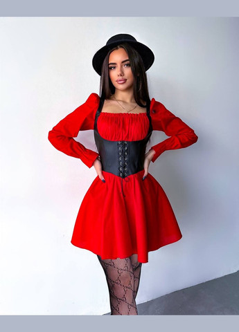 Красное женское платье коттон No Brand