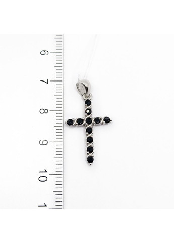 Підвісок 2,3 см чорні камені срібло 925° 1,14г. хрестик родій (988П) Svitozar (369174418)