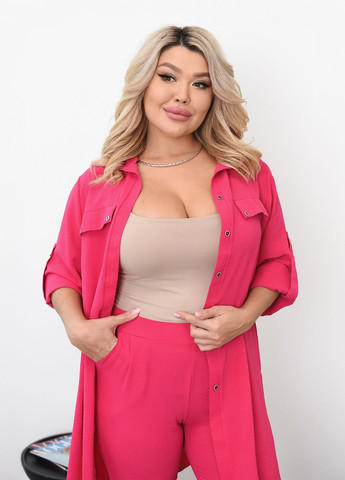 Костюм женский оверсайз летний из крепа (рубашка + штаны) No Brand (345123272)