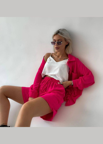 Лёгкий розовый летний костюм тройка из креп-жатки люкс класса No Brand 029-1 (330752722)