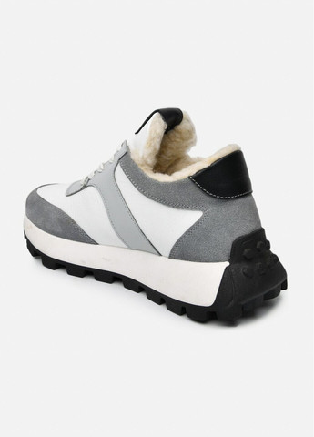 Женские зимние белые кожаные кроссовки с тёмно-серыми замшевыми вставками (отшив 3 дня) Paradize белые зима (367959955)
