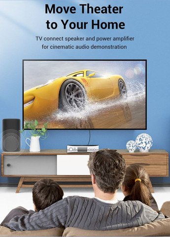 Оптический аудиокабель,Toslink SPDIF в Нейлоновой Оплетке Серый Vention (341325778)