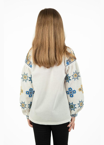 Молочная вышиванка для девочки лен молочная со звездами Україна лен (313453250)