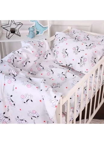 Комплект постільної білизни Бязь JUNIOR 20-0040 Cute white zebra Полуторний Євро Mirson (399958857)