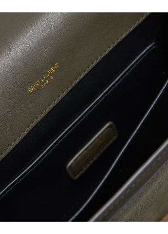 Сумка Saint Laurent Solferino Large Green / Gold Suede Ів Сен-Лоран (377176626)
