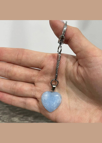 Кулон з натуральним каменем Блакитний Аквамарин у формі серця на шнурку у подарунковій коробочці No Brand (331291768)