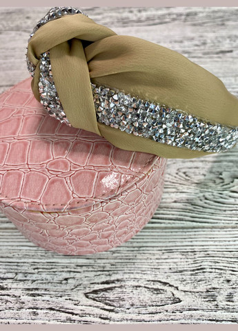 Шикарный женский обруч/чалма для волос Oxa со стразами песчаного цвета Hand Made (330619112)