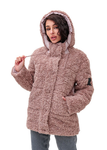 Пудровая зимняя пуховик скай удлинен.пудра (барашек,плащ) Emass