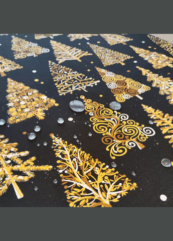 Новорічна чорна скатертина на круглий стіл з тефлоновим покриттям Новорічна ялинка Maystat (324231872)