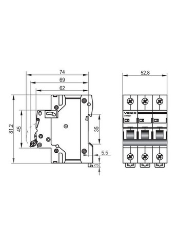 Автоматичний вимикач (VF-RS4-AV3C40) Videx RS4 RESIST 3п 40А С 4,5кА (361109791)