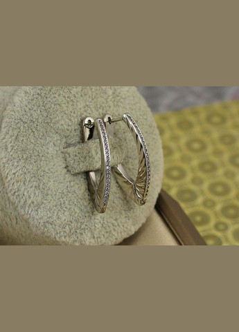 Сережки доріжки збоку ребристі 2,6 см сріблясті Xuping Jewelry (316433054)