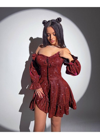 Бордовое платье из люрекса, цвет бордовый Fashion