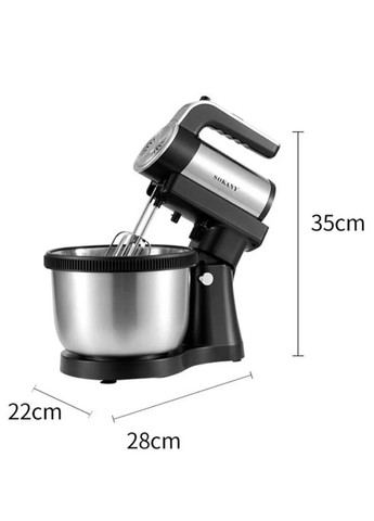 Електричний ручний міксер з підставкою і чашею з нержавіючої сталі, 5 швидкостей, стаціонарний 1000 Вт Sokany (349445453)