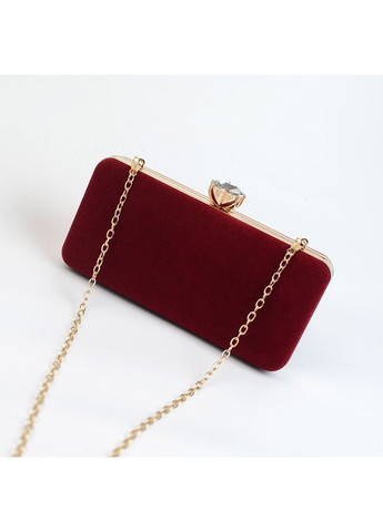 Клатч бокс вечірній жіночий маленький велюровий випускний темно-червоний на ланцюжку No Brand (354182800)