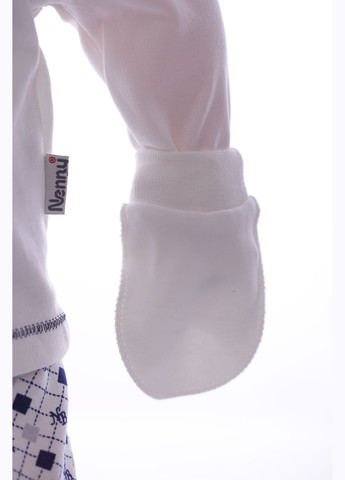 Білий демісезонний комплект повзунки, сорочечка, кепка для хлопчика в коробці білий 62 см (40176) Nenny baby